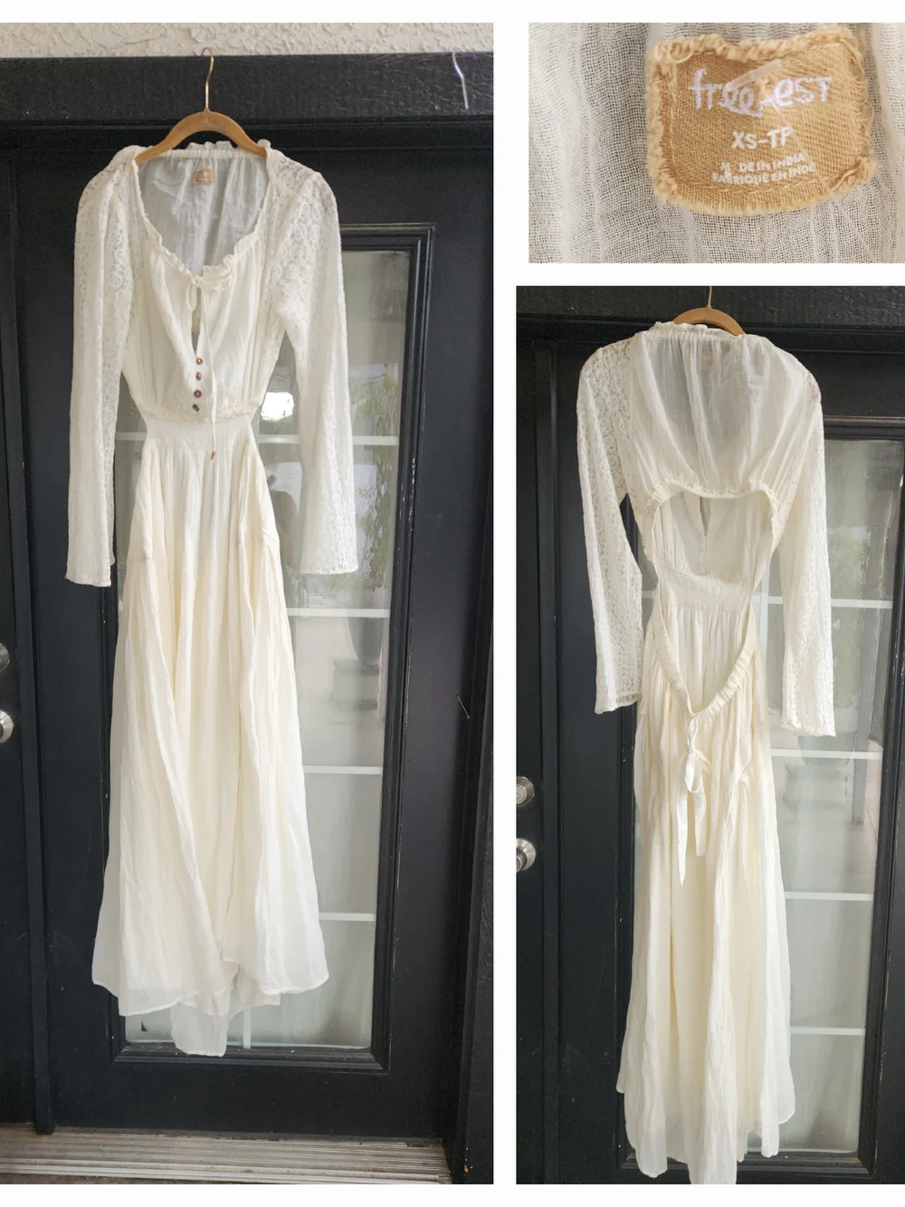 Bohemian Cream Lace Cutout Maxi Dress - Picture 2 of 2